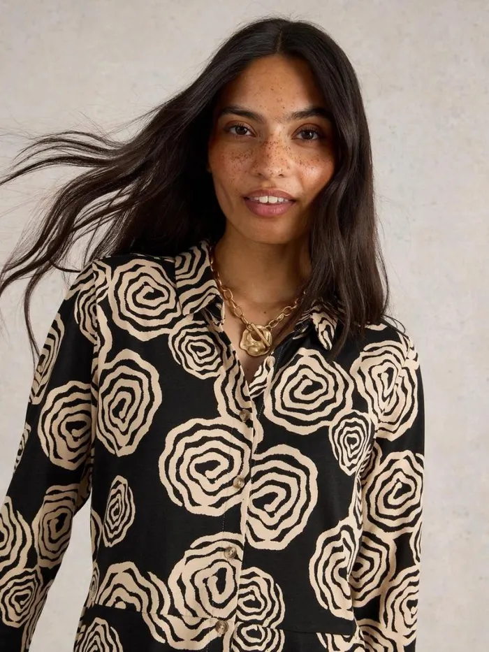 White Stuff Dresses Ria Collared Jersey Shirt Dress Black Print 8211 Women White Stuff Dresses Ria Collared Jersey Shirt Dress Black Print 8211 Women