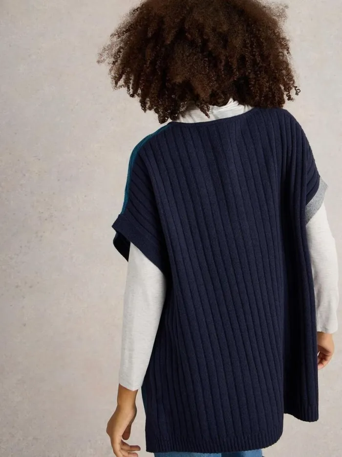 White Stuff Knitwear Ash Knitted Step Hem Poncho Teal Multi 8211 Women