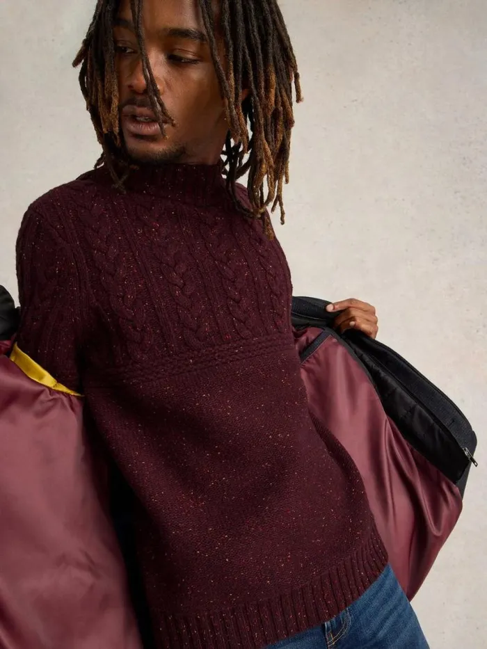 White Stuff Knitwear Berkley Crew Neck Jumper Plum Multi 8211 Men