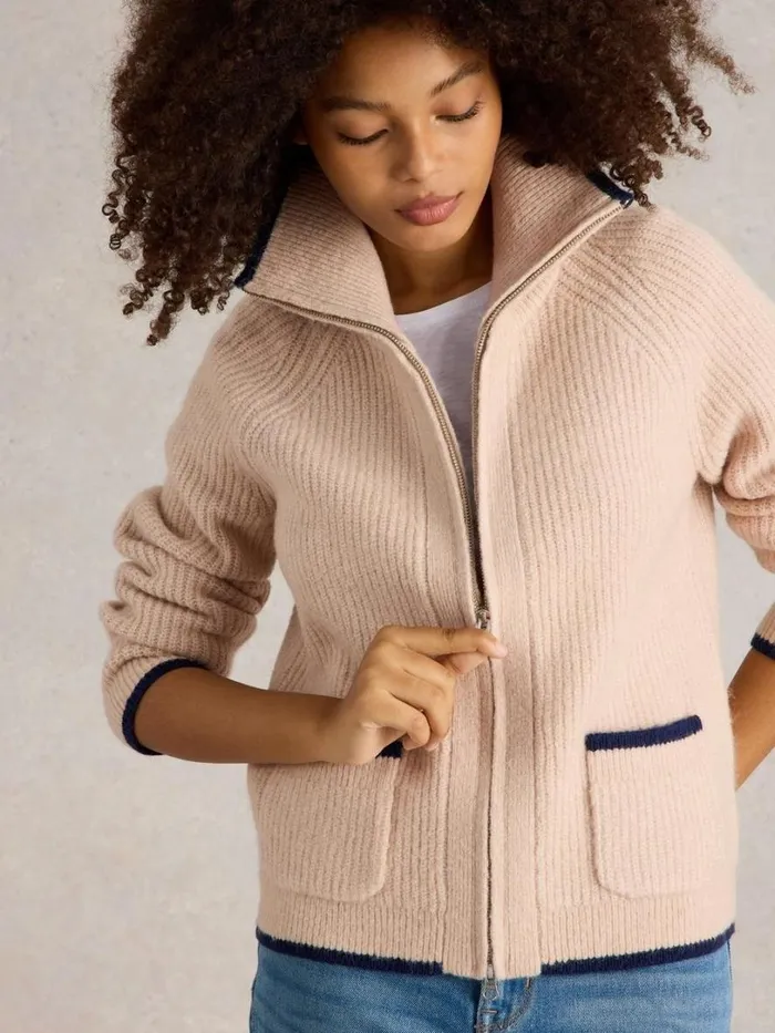 White Stuff Knitwear BETTY ZIP THROUGH BOMBER Light Natural 8211 Women White Stuff Knitwear BETTY ZIP THROUGH BOMBER Light Natural 8211 Women