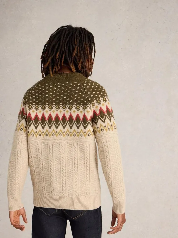 White Stuff Knitwear Cable Wool Fairisle Crew Neck Natural Multi 8211 Men White Stuff Knitwear Cable Wool Fairisle Crew Neck Natural Multi 8211 Men