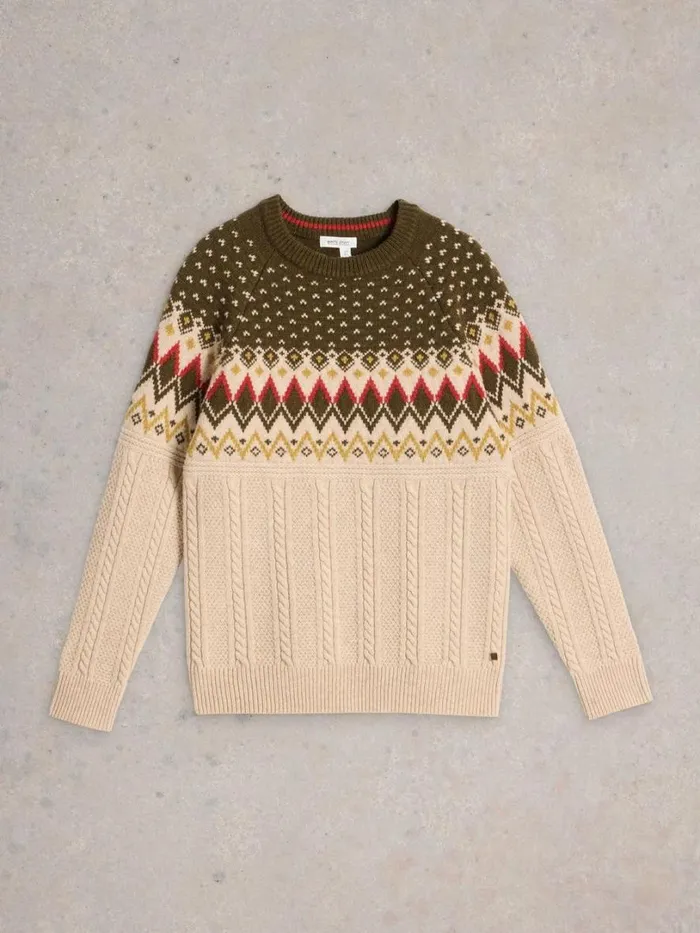 White Stuff Knitwear Cable Wool Fairisle Crew Neck Natural Multi 8211 Men White Stuff Knitwear Cable Wool Fairisle Crew Neck Natural Multi 8211 Men