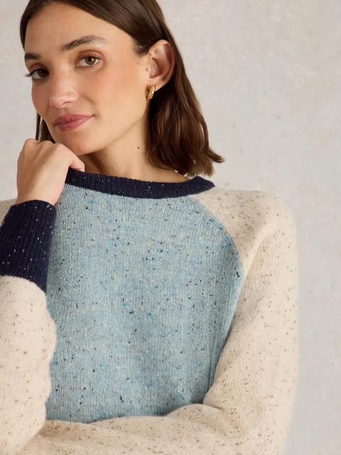 White Stuff Knitwear COLOURBLOCK NEP JUMPER Blue Multi 8211 Women