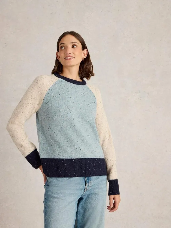 White Stuff Knitwear COLOURBLOCK NEP JUMPER Blue Multi 8211 Women