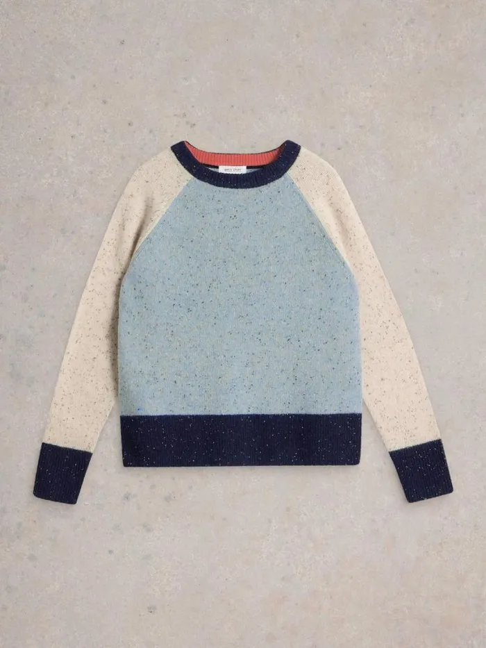 White Stuff Knitwear COLOURBLOCK NEP JUMPER Blue Multi 8211 Women