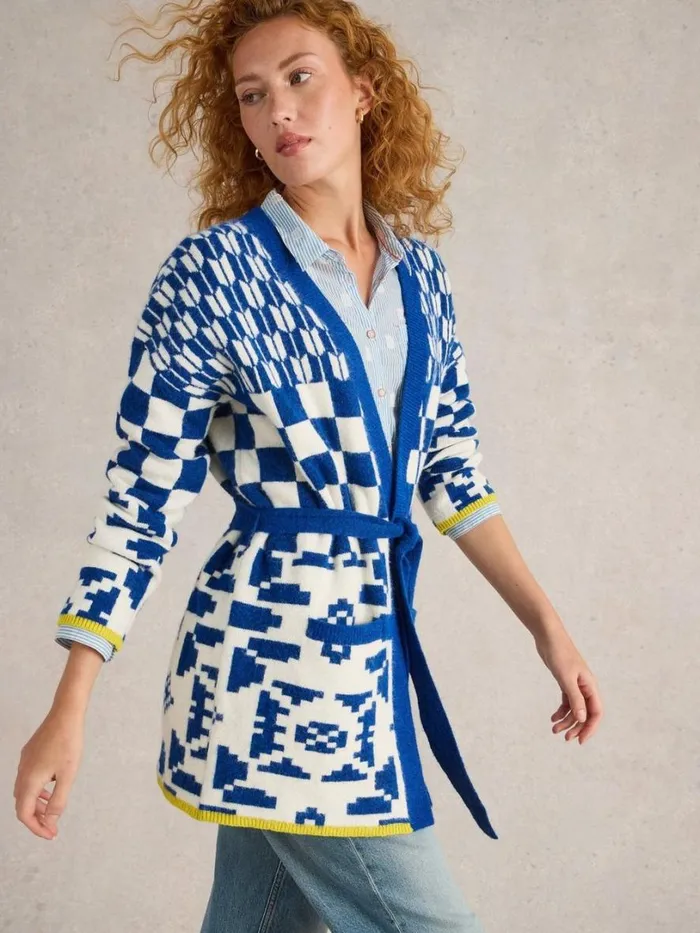 White Stuff Knitwear GEO MIX CARDI Blue Multi 8211 Women White Stuff Knitwear GEO MIX CARDI Blue Multi 8211 Women