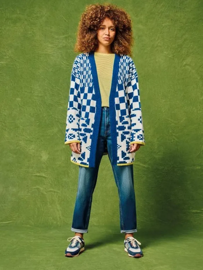 White Stuff Knitwear GEO MIX CARDI Blue Multi 8211 Women White Stuff Knitwear GEO MIX CARDI Blue Multi 8211 Women