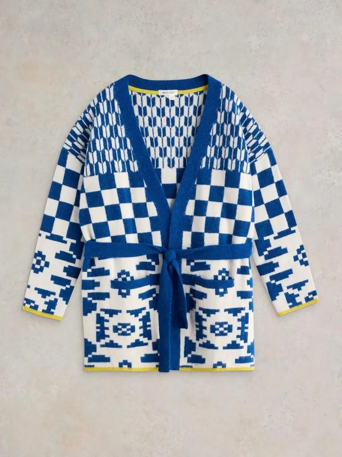 White Stuff Knitwear GEO MIX CARDI Blue Multi 8211 Women White Stuff Knitwear GEO MIX CARDI Blue Multi 8211 Women