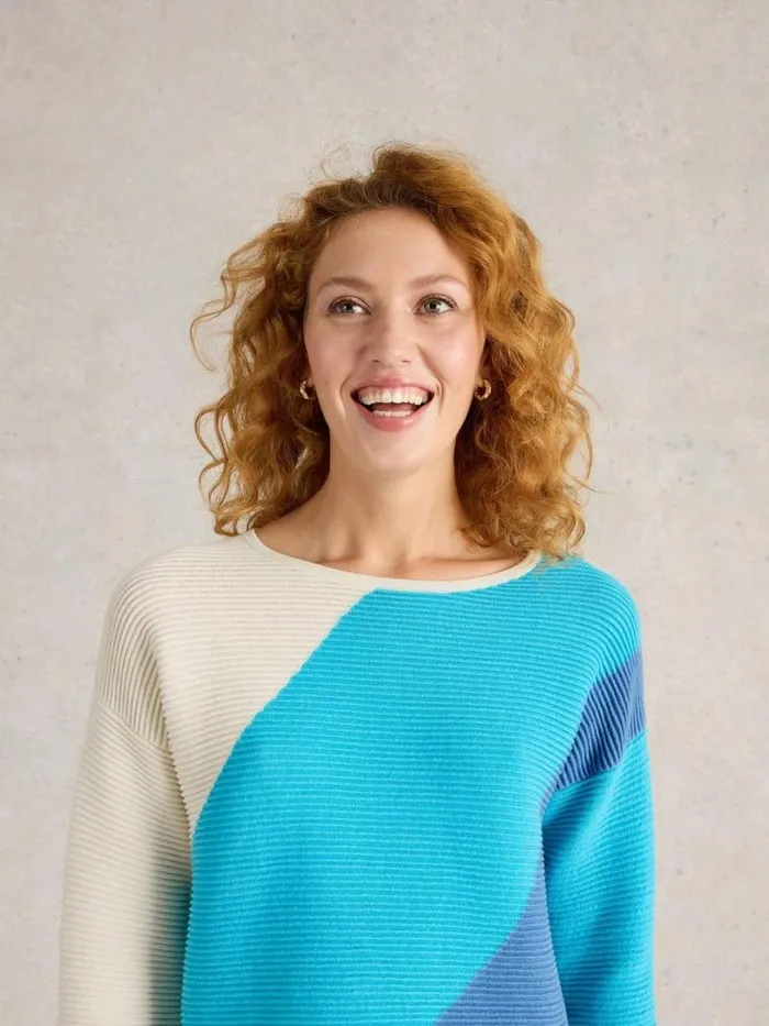 White Stuff Knitwear JANA ABSTRACT JUMPER Bright Blue 8211 Women
