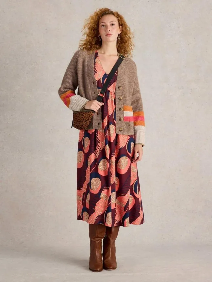 White Stuff Knitwear JUDI STRIPE CARDI Natural Multi 8211 Women