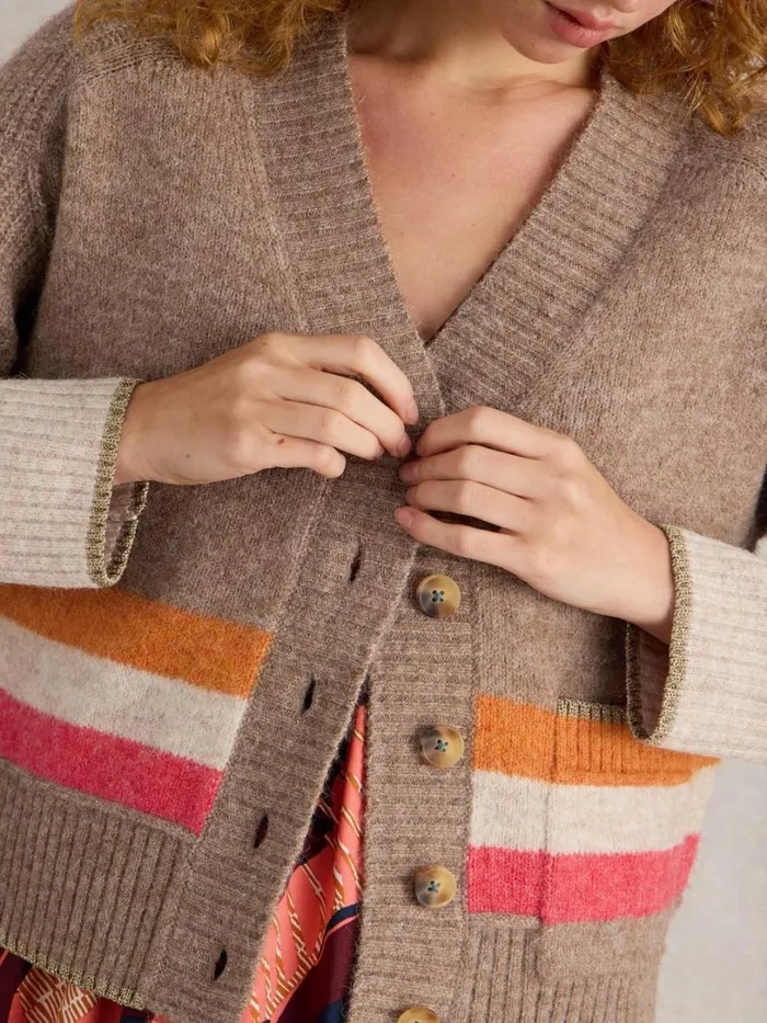 White Stuff Knitwear JUDI STRIPE CARDI Natural Multi 8211 Women White Stuff Knitwear JUDI STRIPE CARDI Natural Multi 8211 Women