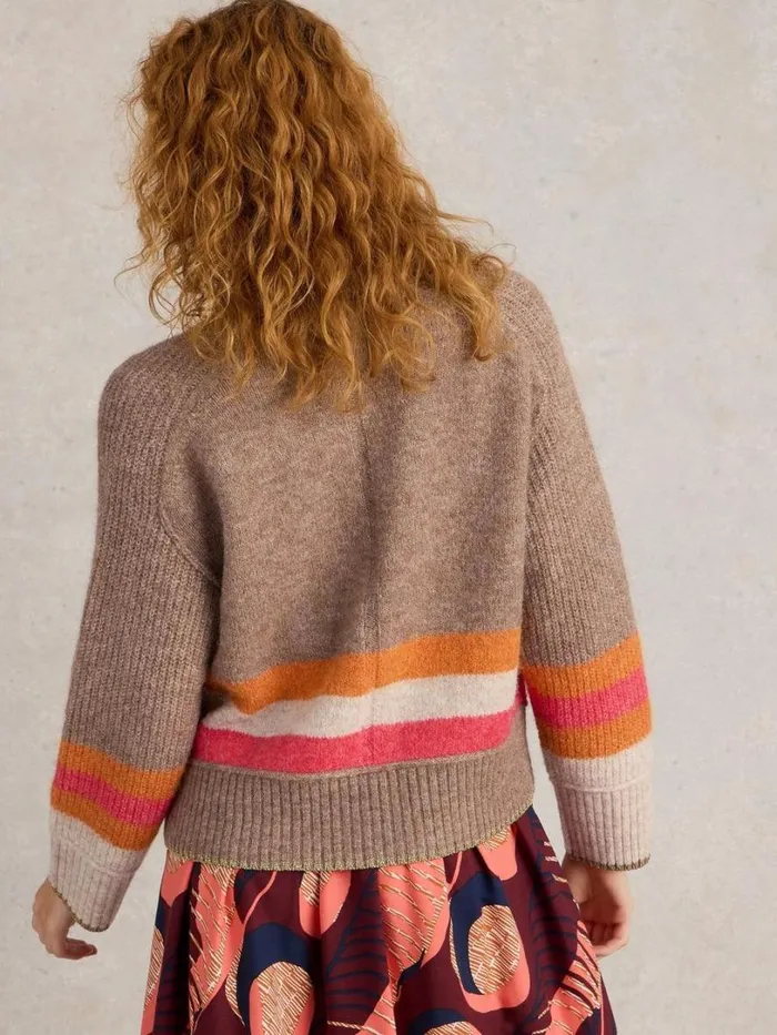 White Stuff Knitwear JUDI STRIPE CARDI Natural Multi 8211 Women White Stuff Knitwear JUDI STRIPE CARDI Natural Multi 8211 Women