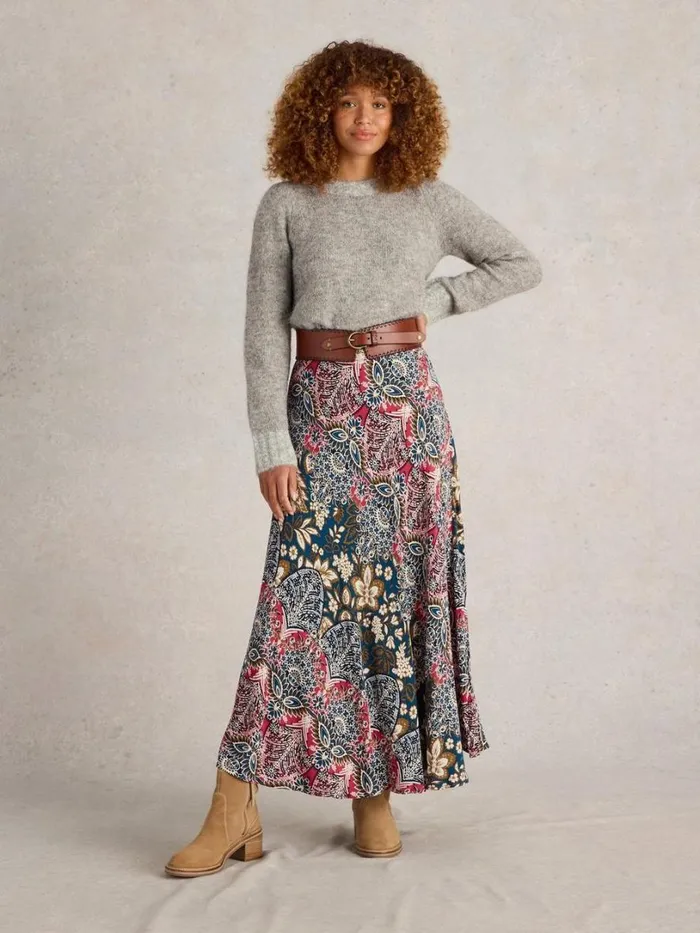 White Stuff Knitwear PAIGE PUFF SLEEVE JUMPER Mid Grey 8211 Women