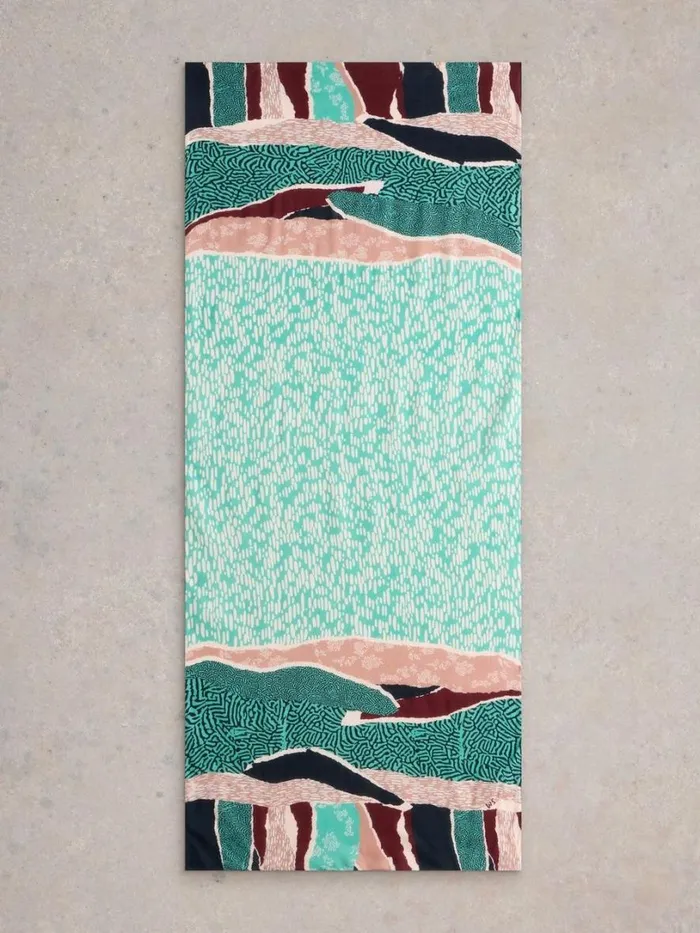 White Stuff Scarves Abstract Patchwork Scarf Bright Teal 8211 Women