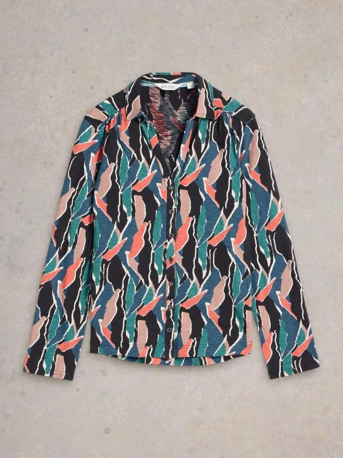 White Stuff Shirts and Blouses ANNIE COLLARED JERSEY SHIRT Navy Print 8211 Women White Stuff Shirts and Blouses ANNIE COLLARED JERSEY SHIRT Navy Print 8211 Women
