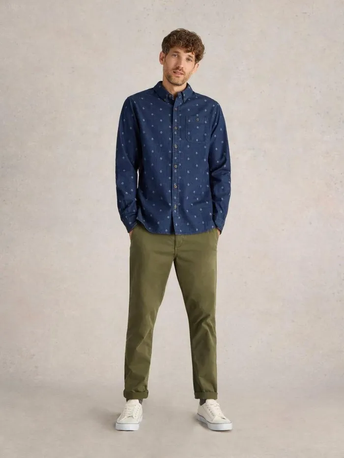 White Stuff Shirts Denim Dobby Shirt Indigo Blue 8211 Men