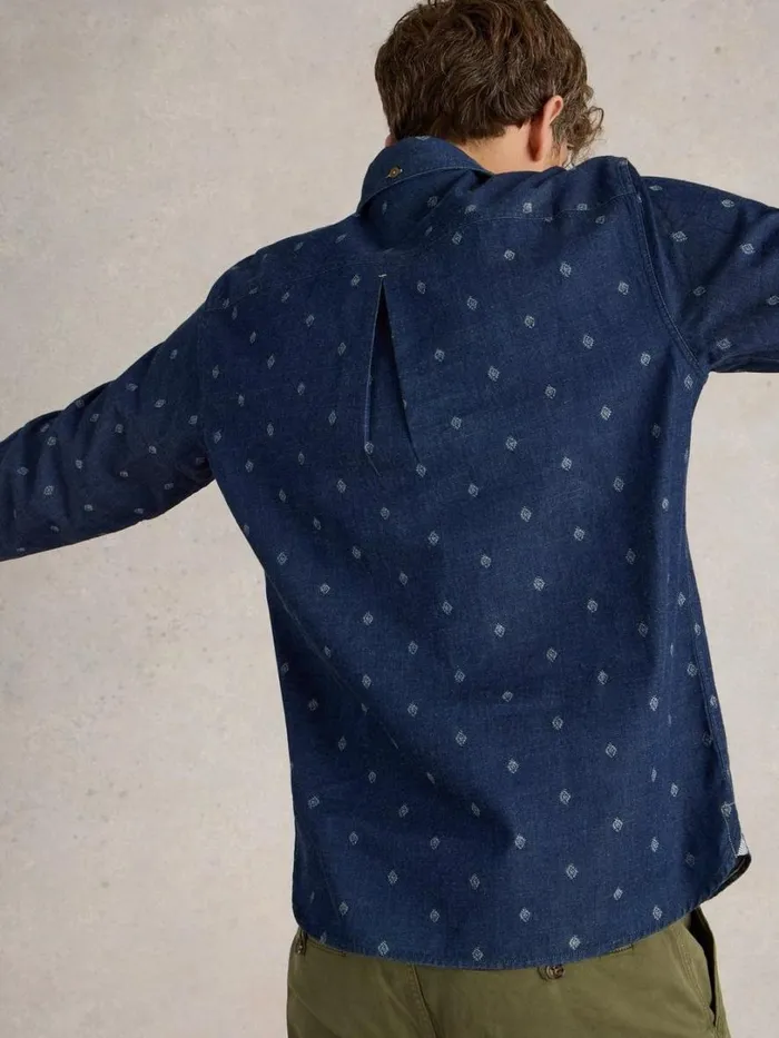 White Stuff Shirts Denim Dobby Shirt Indigo Blue 8211 Men