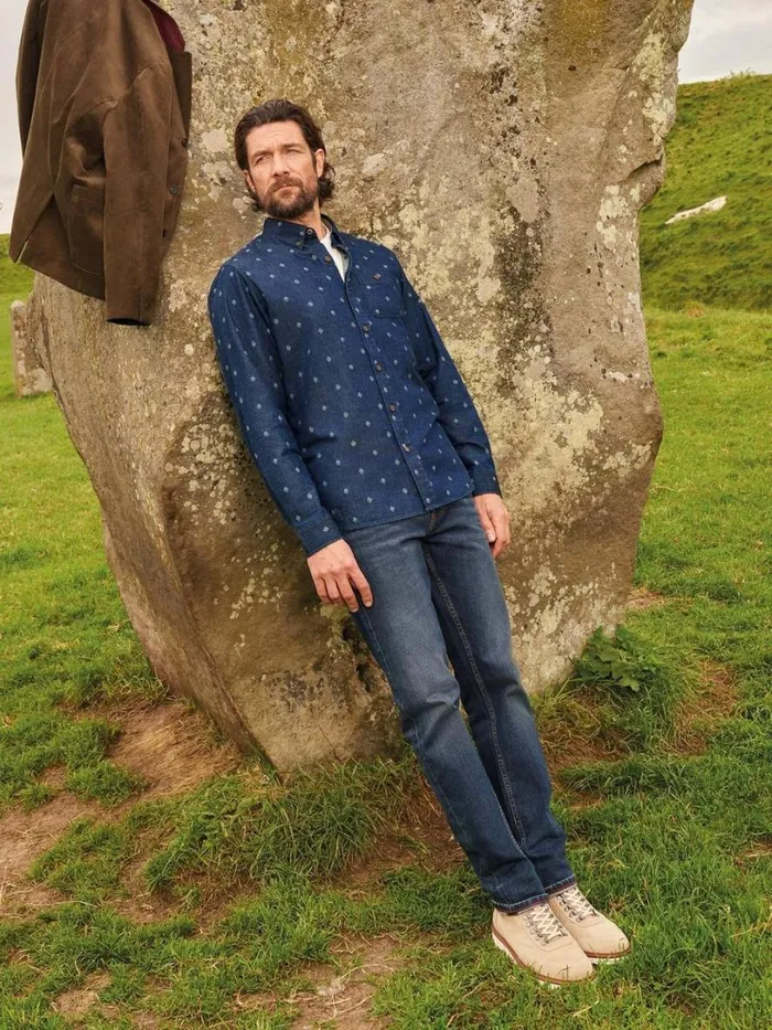 White Stuff Shirts Denim Dobby Shirt Indigo Blue 8211 Men
