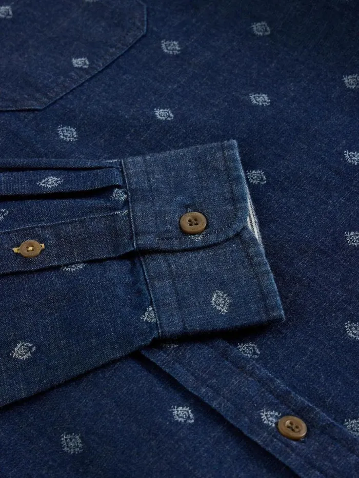 White Stuff Shirts Denim Dobby Shirt Indigo Blue 8211 Men