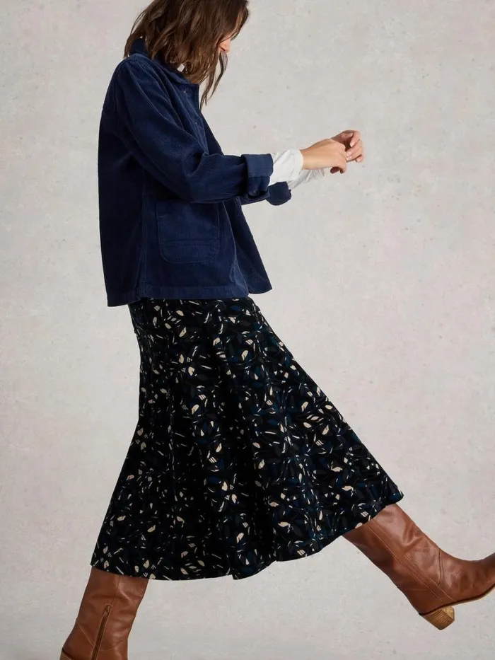 White Stuff Skirts Quinn Organic Cord Midi Skirt Black Print 8211 Women