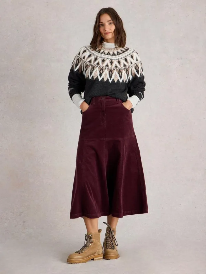 White Stuff Skirts Quinn Organic Cord Midi Skirt Dk Plum 8211 Women
