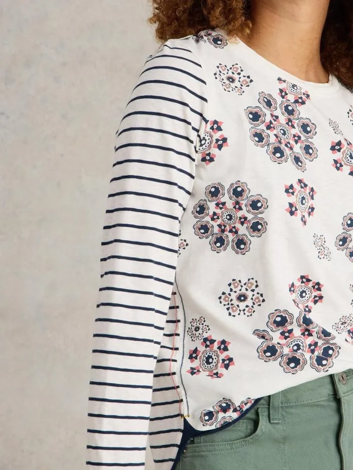White Stuff Tops and Tees CLARA LONG SLEEVE TEE Natural Print 8211 Women