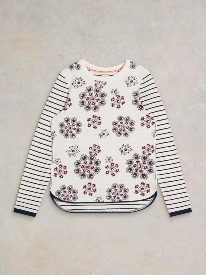White Stuff Tops and Tees CLARA LONG SLEEVE TEE Natural Print 8211 Women