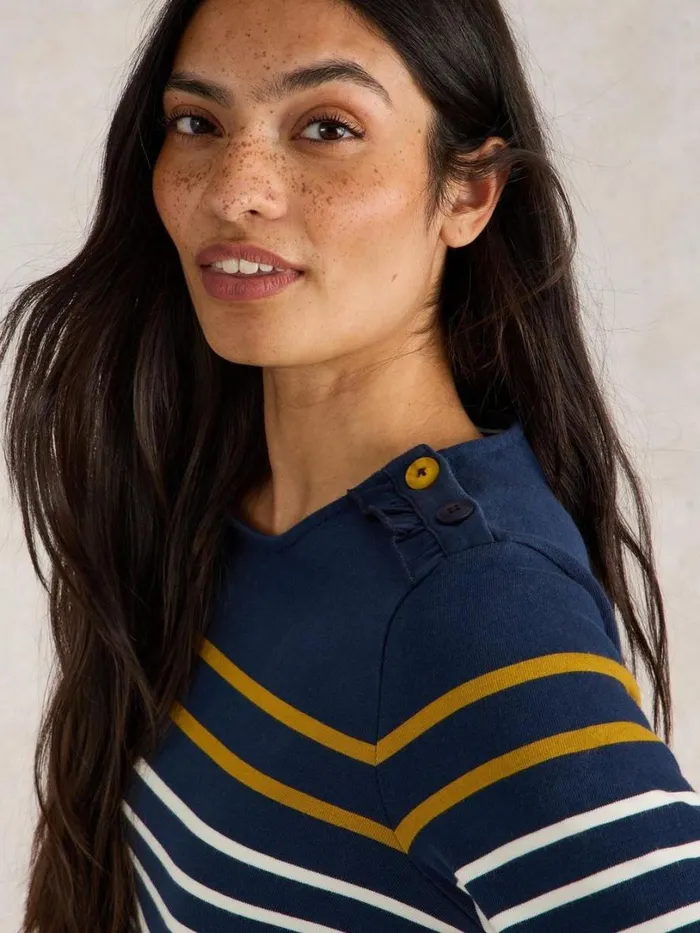 White Stuff Tops and Tees WHITNEY STRIPE LS TOP Navy Multi 8211 Women