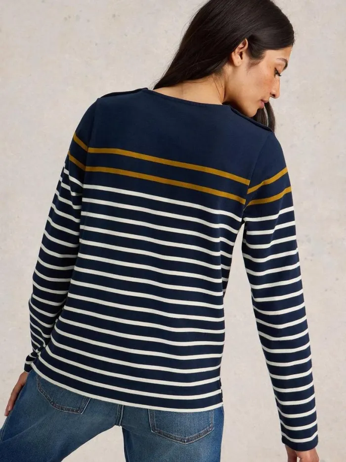 White Stuff Tops and Tees WHITNEY STRIPE LS TOP Navy Multi 8211 Women