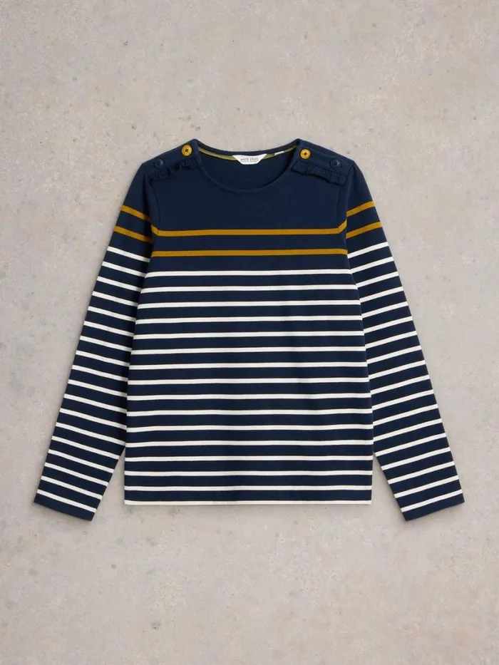 White Stuff Tops and Tees WHITNEY STRIPE LS TOP Navy Multi 8211 Women