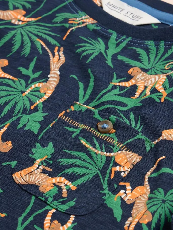White Stuff Tops Monkey Print SS Tee Navy Print 8211 Kids