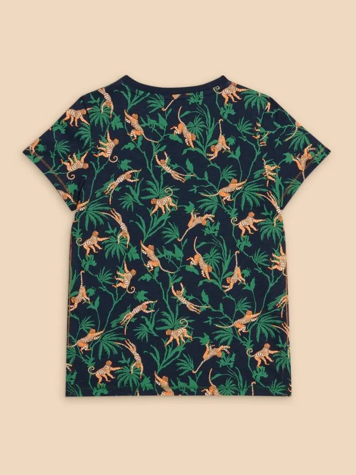 White Stuff Tops Monkey Print SS Tee Navy Print 8211 Kids