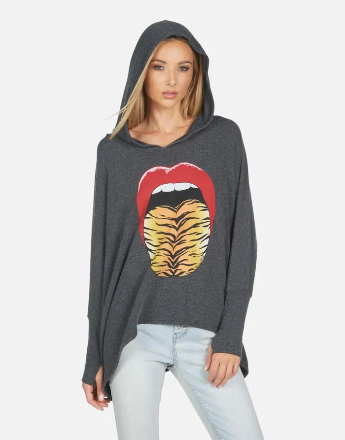 Wilma Tiger Tongue Heather Black Women039s Lauren Moshi Hoodies