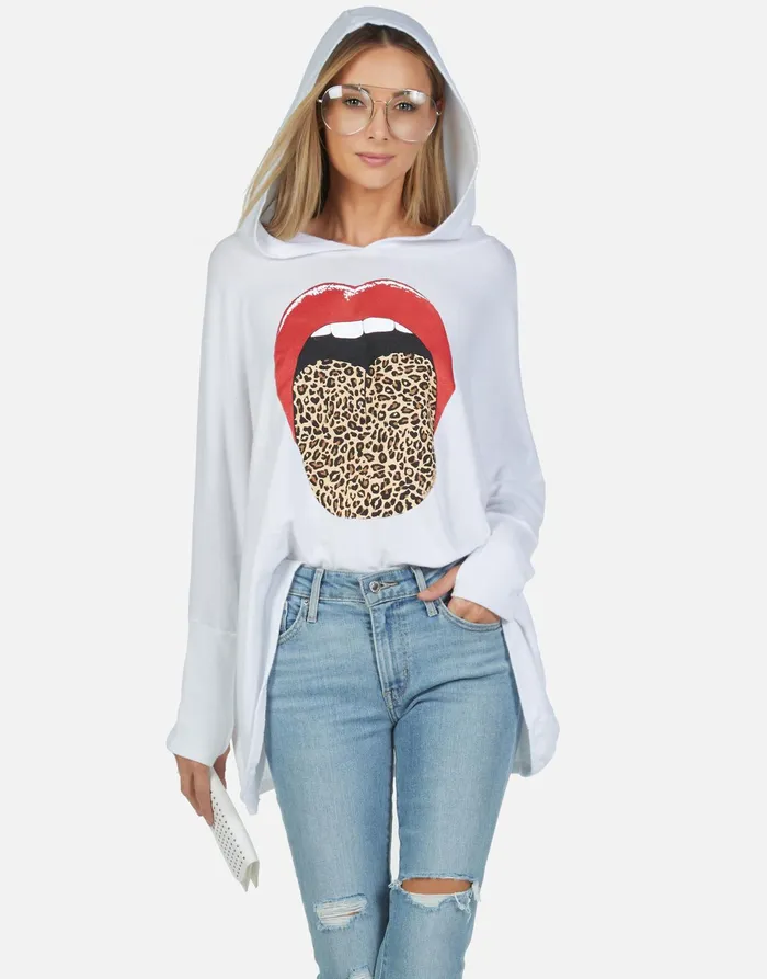 Wilma X Leopard Tongue Black Women039s Lauren Moshi Hoodies