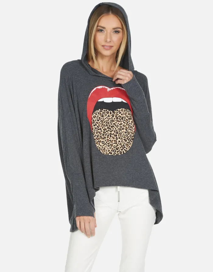 Wilma X Leopard Tongue Black Women039s Lauren Moshi Hoodies