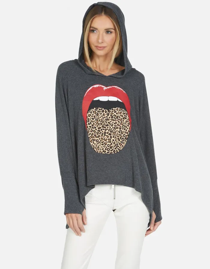 Wilma X Leopard Tongue Black Women039s Lauren Moshi Hoodies