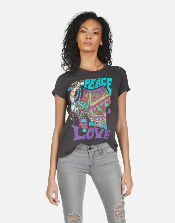 Wolf Peace Love Camel Onyx Women039s Lauren Moshi Short Sleeve