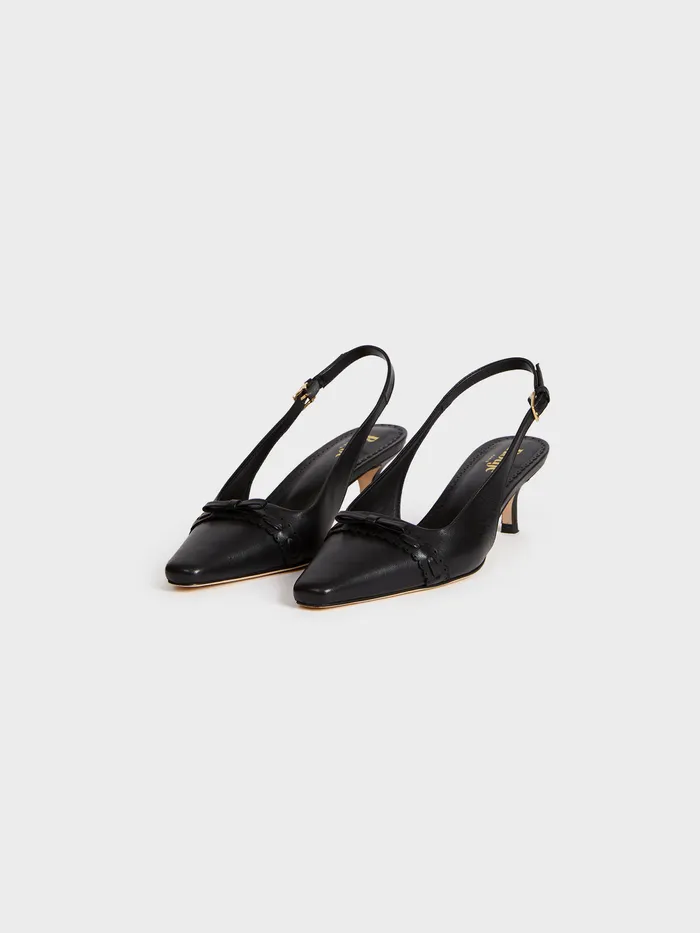 Women Abelia Escarpins Cuir Noir Shoes Rouje