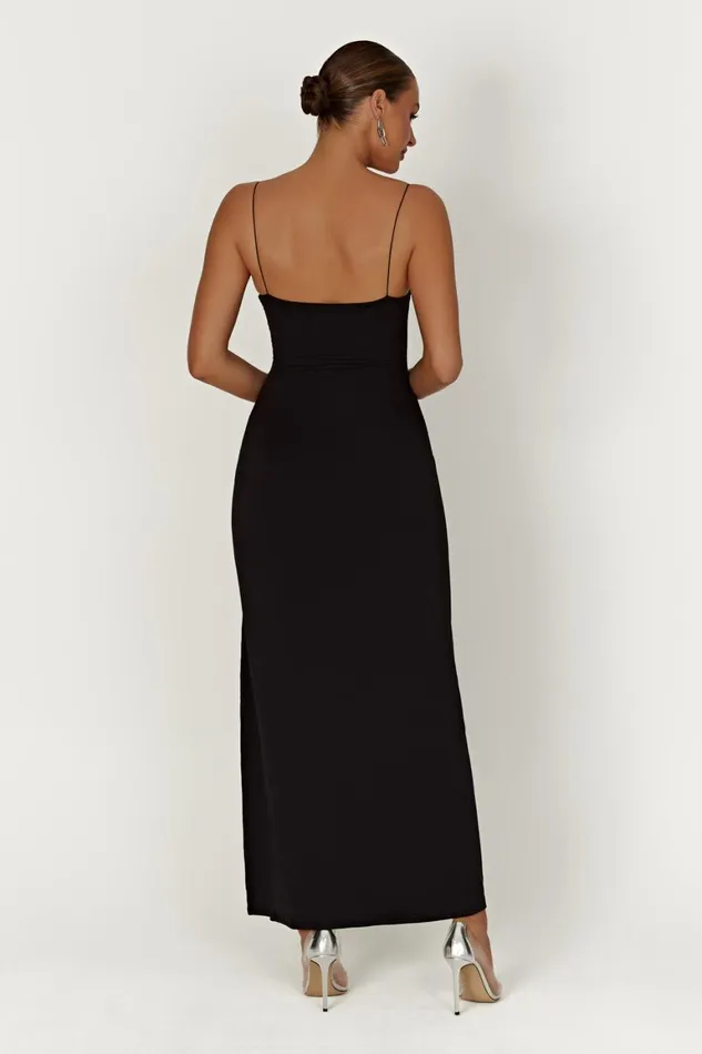 Women Addison Recycled Nylon Cupped Maxi Dress 8211 Black Black Meshki Wedding Guests