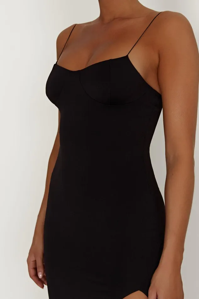 Women Addison Recycled Nylon Cupped Maxi Dress 8211 Black Black Meshki Wedding Guests