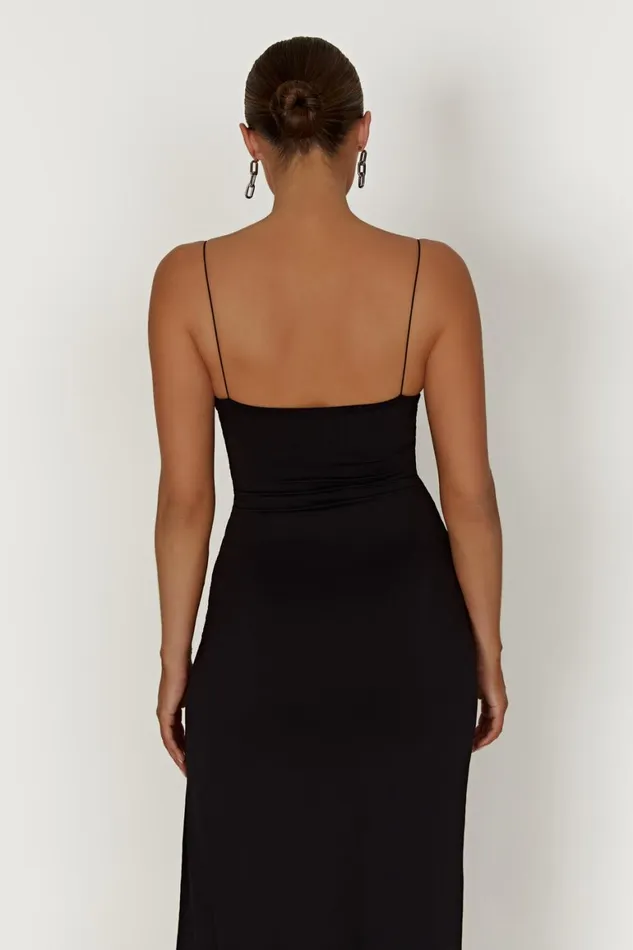 Women Addison Recycled Nylon Cupped Maxi Dress 8211 Black Black Meshki Wedding Guests