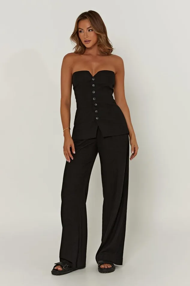 Women Adina Linen Pant 8211 Black Black Meshki Pants