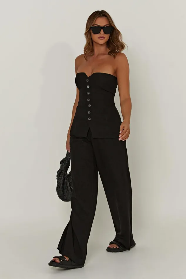Women Adina Linen Pant 8211 Black Black Meshki Pants