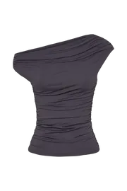 Women Alayna Recycled Nylon Ruched Top 8211 Charcoal Charcoal Meshki Sleeveless Tops