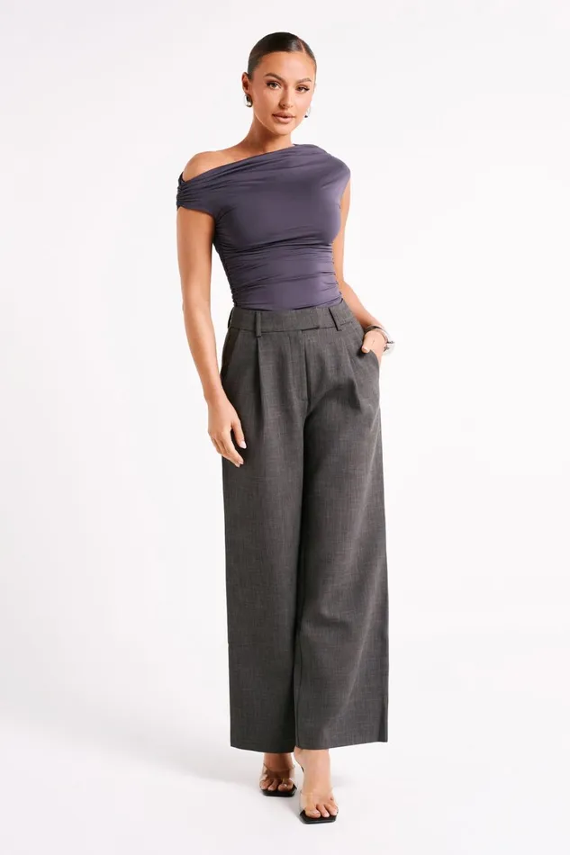 Women Alayna Recycled Nylon Ruched Top 8211 Charcoal Charcoal Meshki Sleeveless Tops