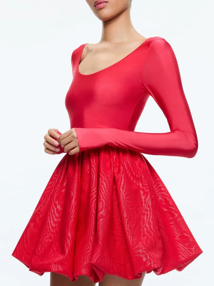 Women Alice Olivia Dresses Chara Bubble Hem Dress Bright Ruby