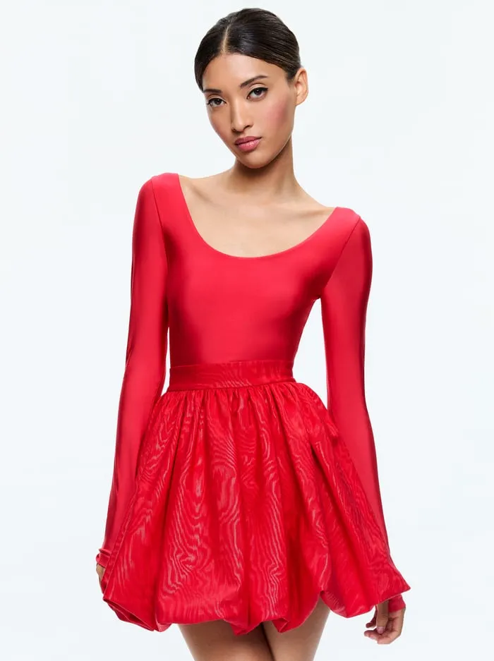 Women Alice Olivia Dresses Chara Bubble Hem Dress Bright Ruby