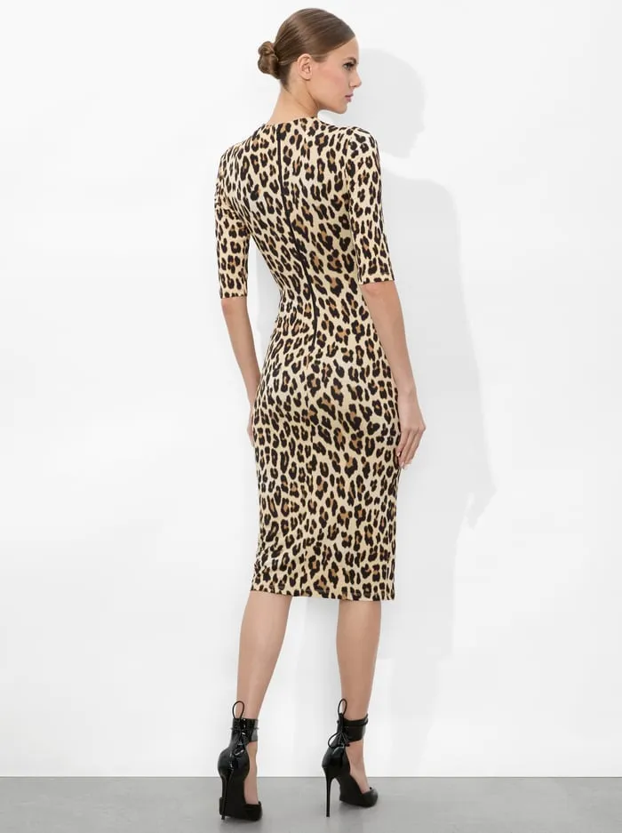 Women Alice Olivia Dresses Delora Midi Dress Textured Leopard