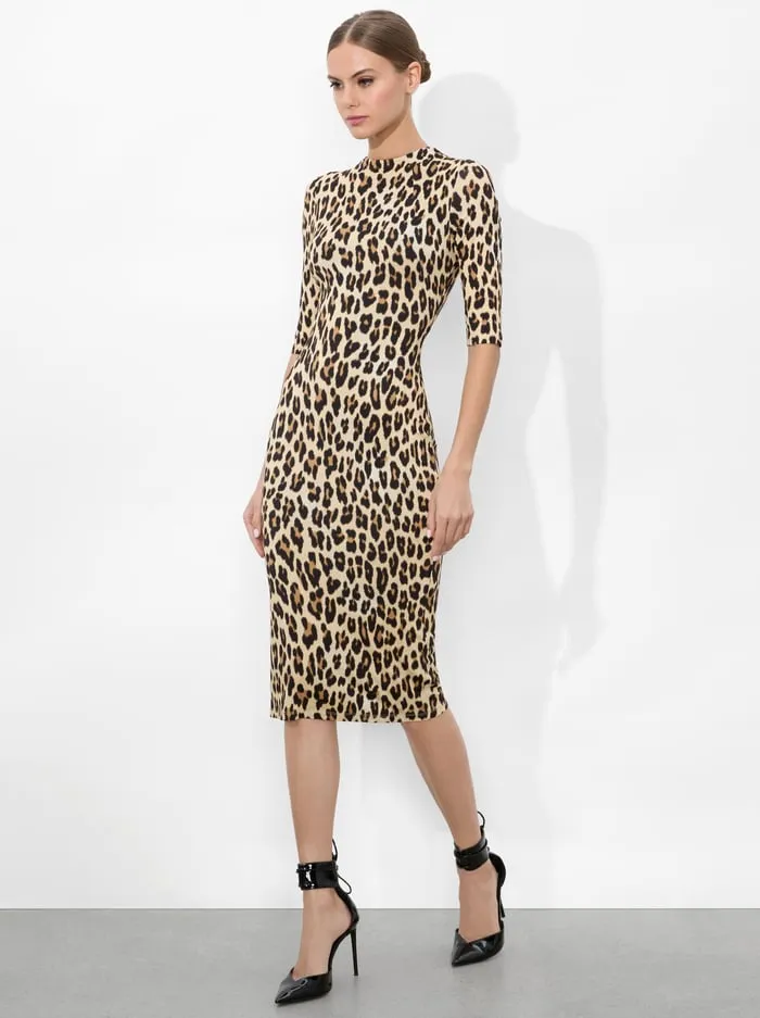Women Alice Olivia Dresses Delora Midi Dress Textured Leopard