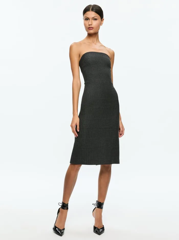 Women Alice Olivia Dresses Kelly Midi Dress Charcoal Grey Melange